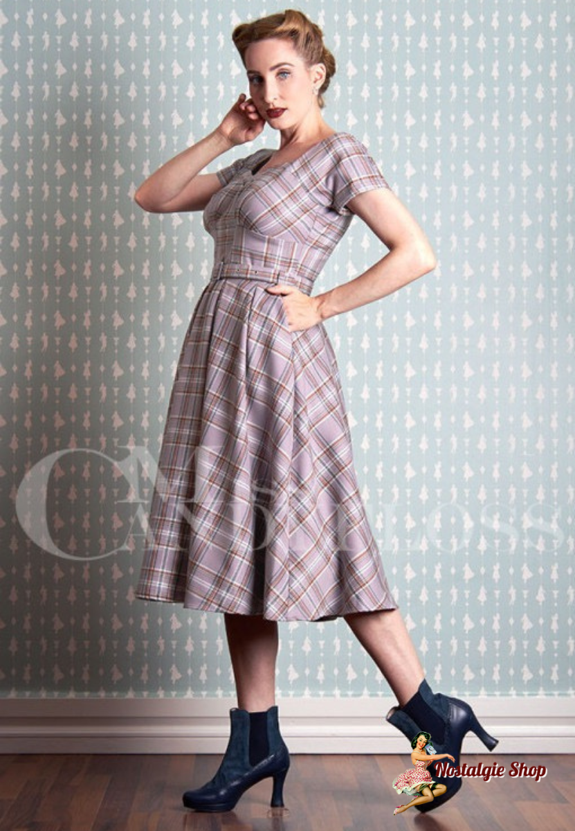 Miss Candyfloss - Phoebe-Wisteria Tartan swing dress