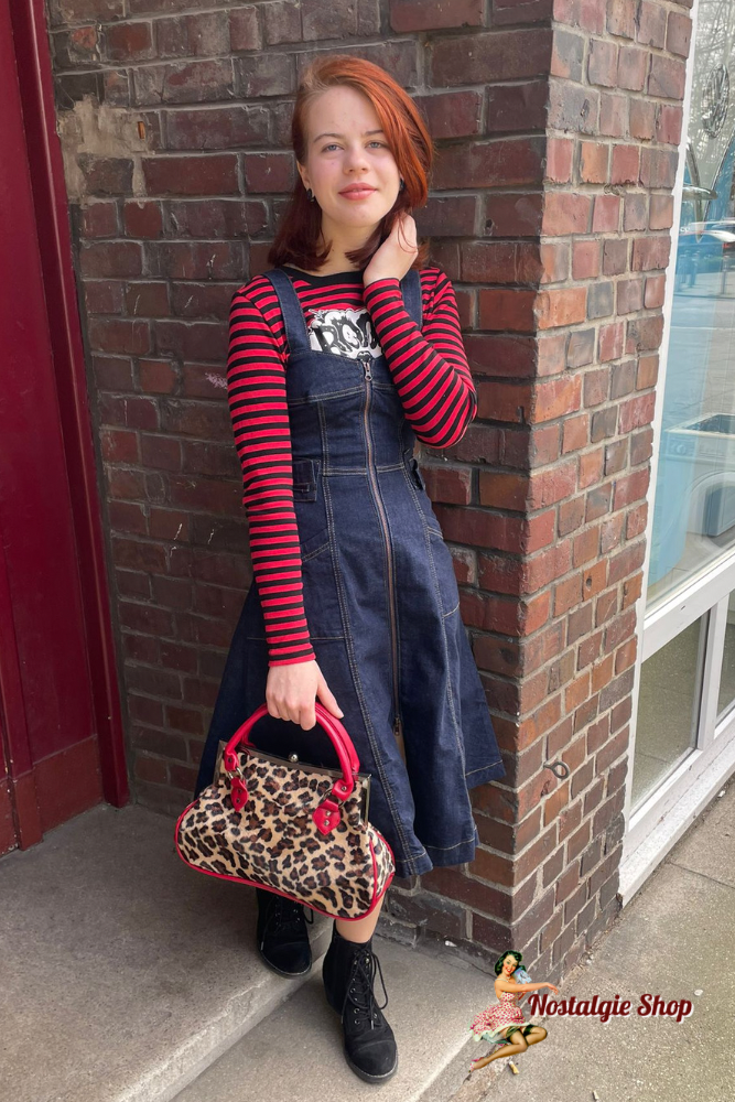 Queen Kerosin - Swingkleid dark blue Denim Trägertop