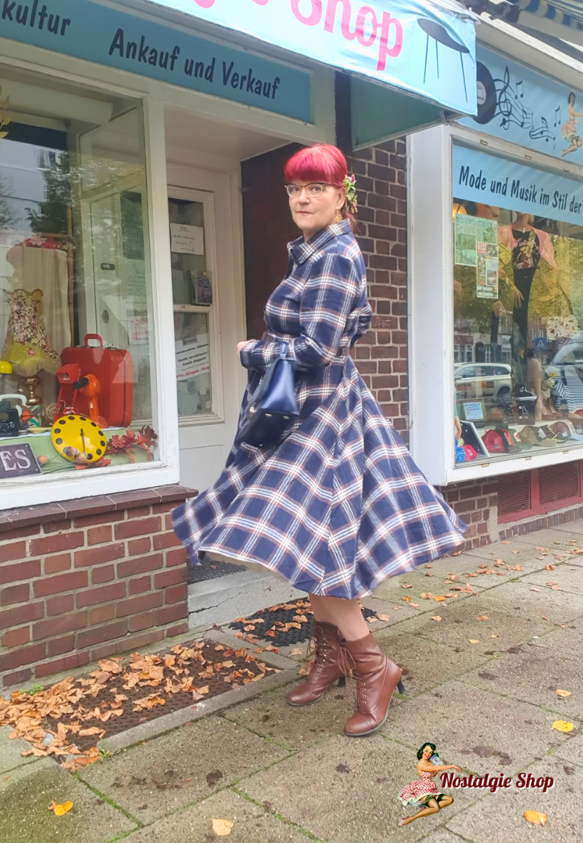 Queen Kerosin - Hemdblusenkleid 'Jayne' in Dunkelblau