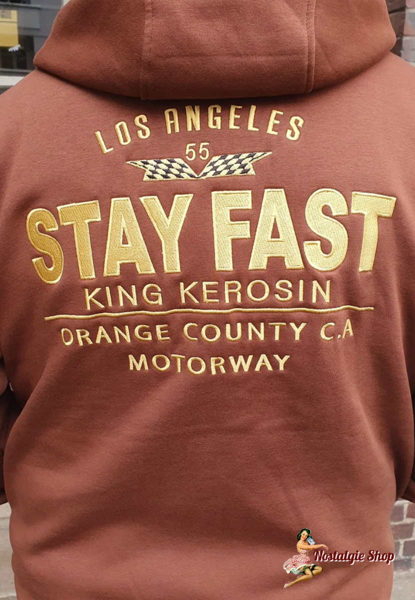 King Kerosin - Herren Hoodie with zip "Stay Fast" Braun