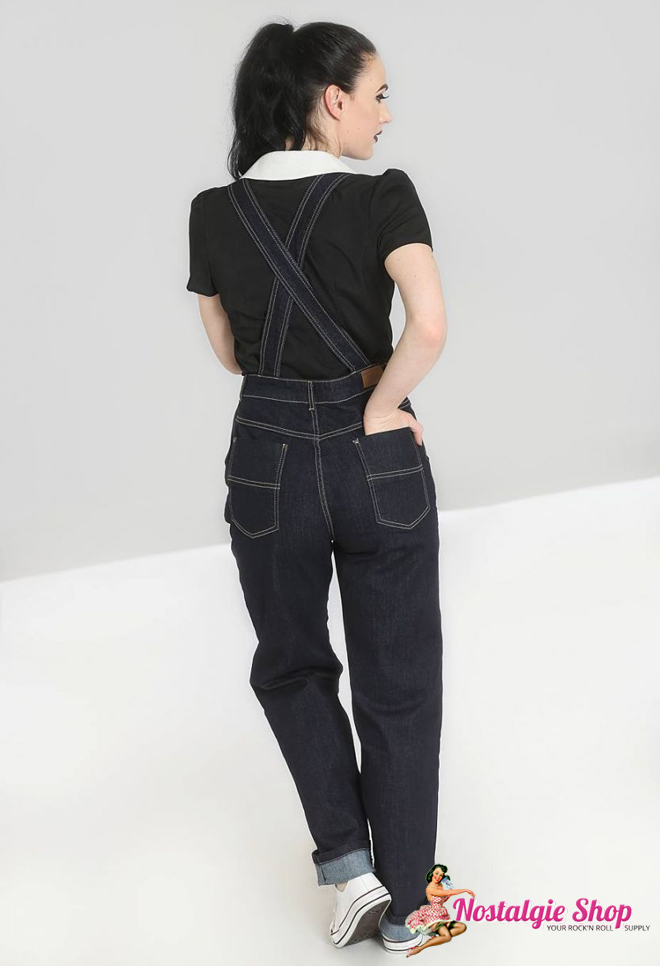 Hell Bunny Elly May Latzhose blau