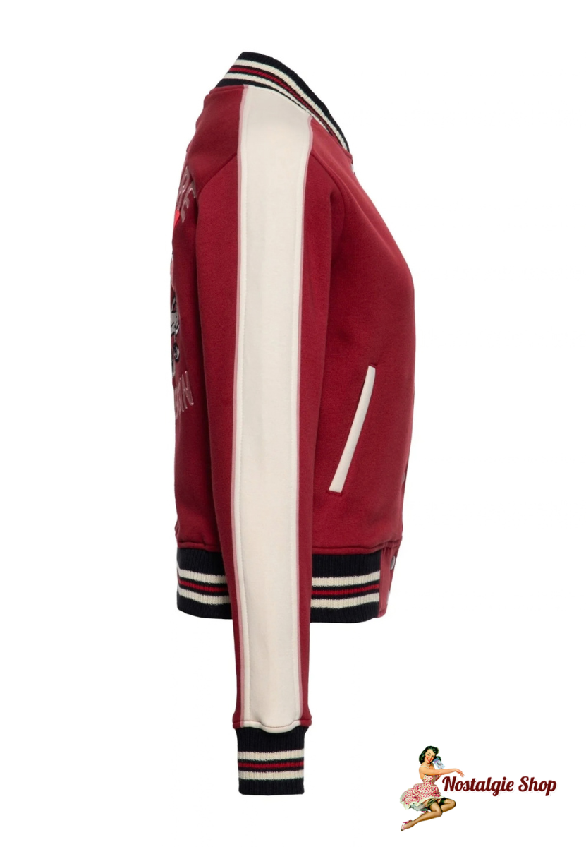 Queen Kerosin - Collegejacke 'I Don't Care' in Bordeaux