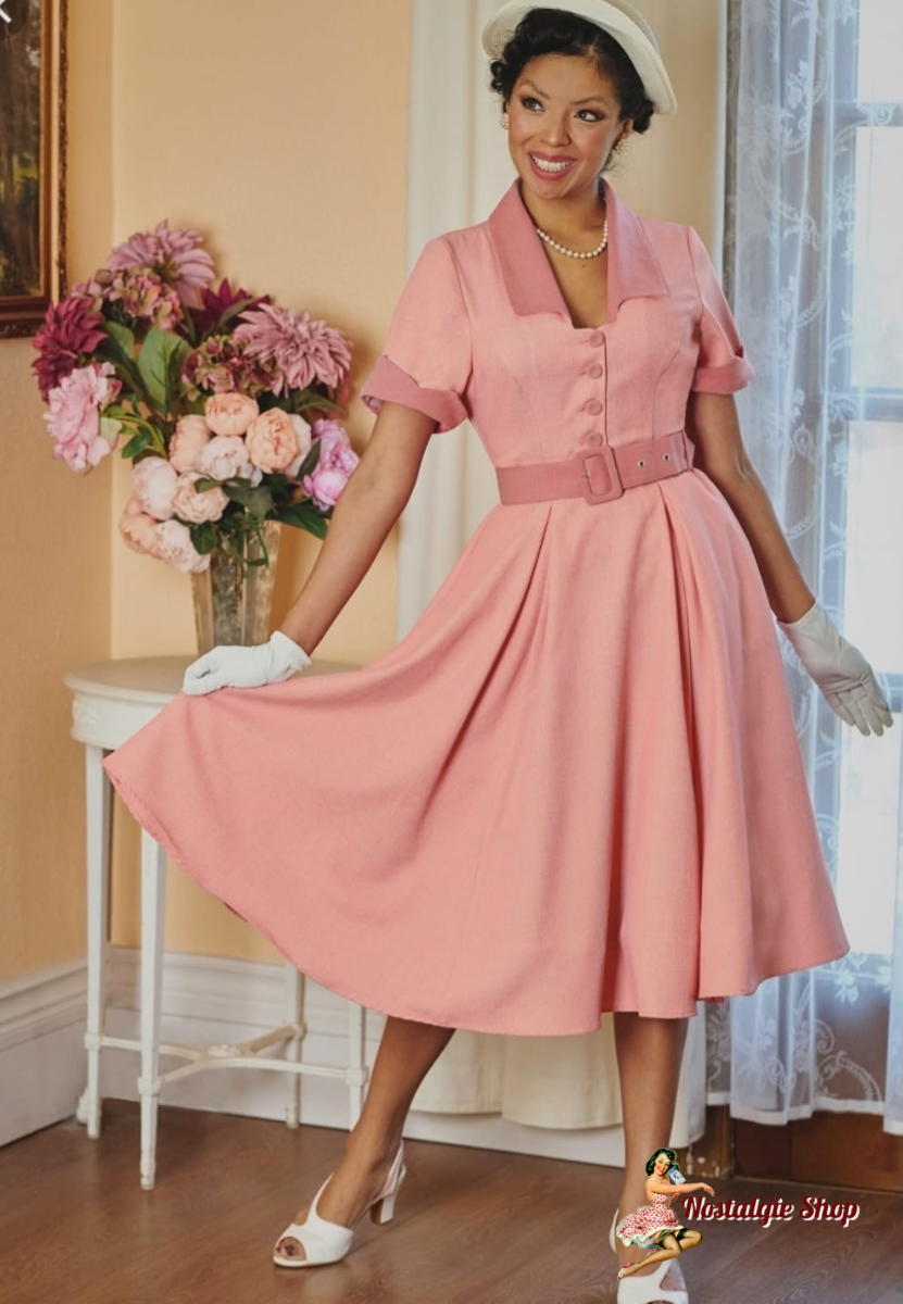 Miss Candyfloss - Damita Coral Swing Kleid in Koralle