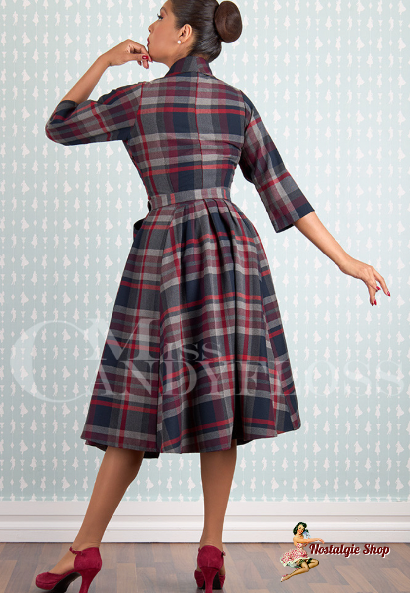Miss Candyfloss - Lise-Abalone winter wrapped tartan swing dress
