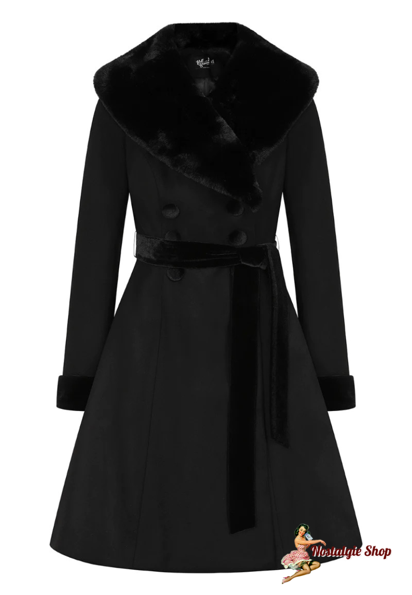Hell Bunny - 50er Jahre Retro Vintage Winter Mantel - Simone Coat - Schwarz