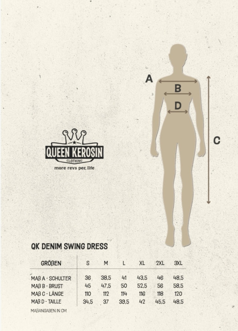 Queen Kerosin - Swingkleid blue Denim Kurzarm