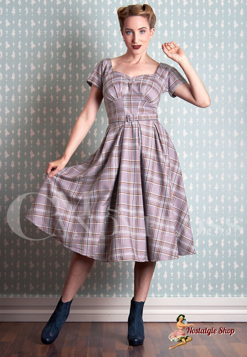 Miss Candyfloss - Phoebe-Wisteria Tartan swing dress