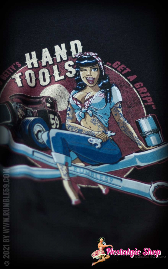 Rumble 59 Ladie´s Raglanshirt mit Leopatch - Hotrod Betty´s Handtools