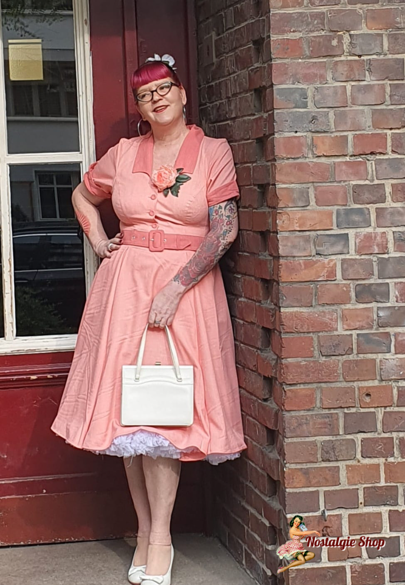 Miss Candyfloss - Damita Coral Swing Kleid in Koralle