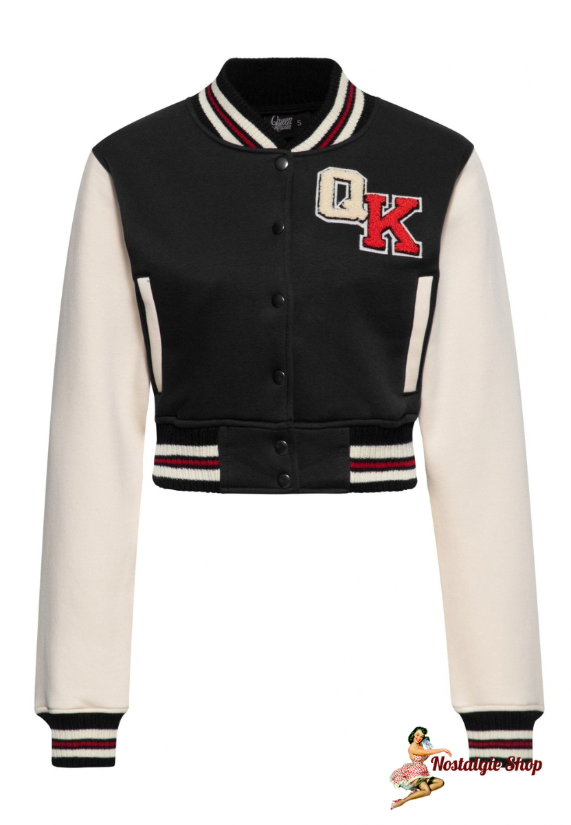 Queen Kerosin - Collegejacke 'Purrfectly Rebellious' in Schwarz