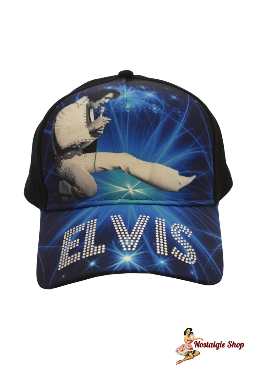 Direkt aus Memphis - Elvis Cap blau mit Strasssteinen