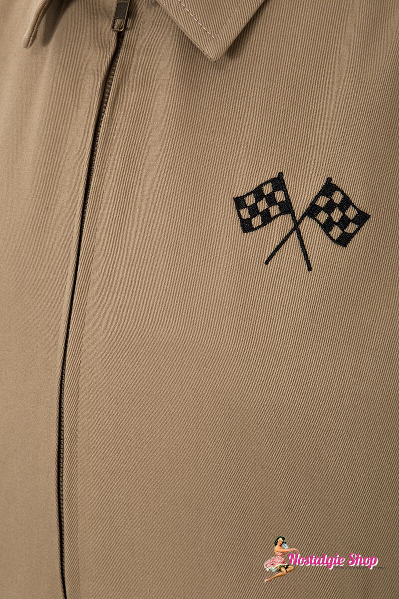 King Kerosin - Speedway two-tone Gabardine Blousonjacke - beige/schwarz
