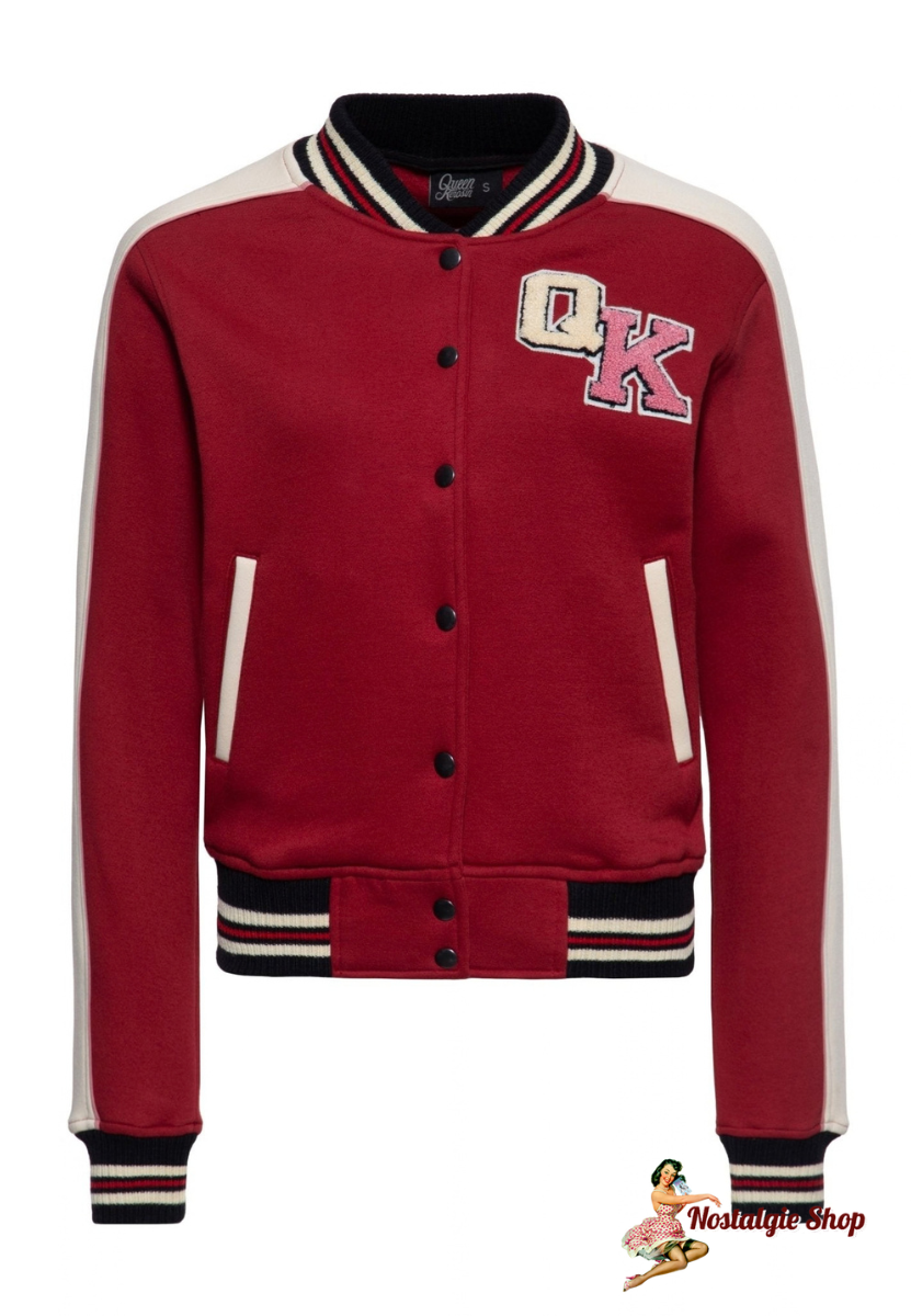 Queen Kerosin - Collegejacke 'I Don't Care' in Bordeaux