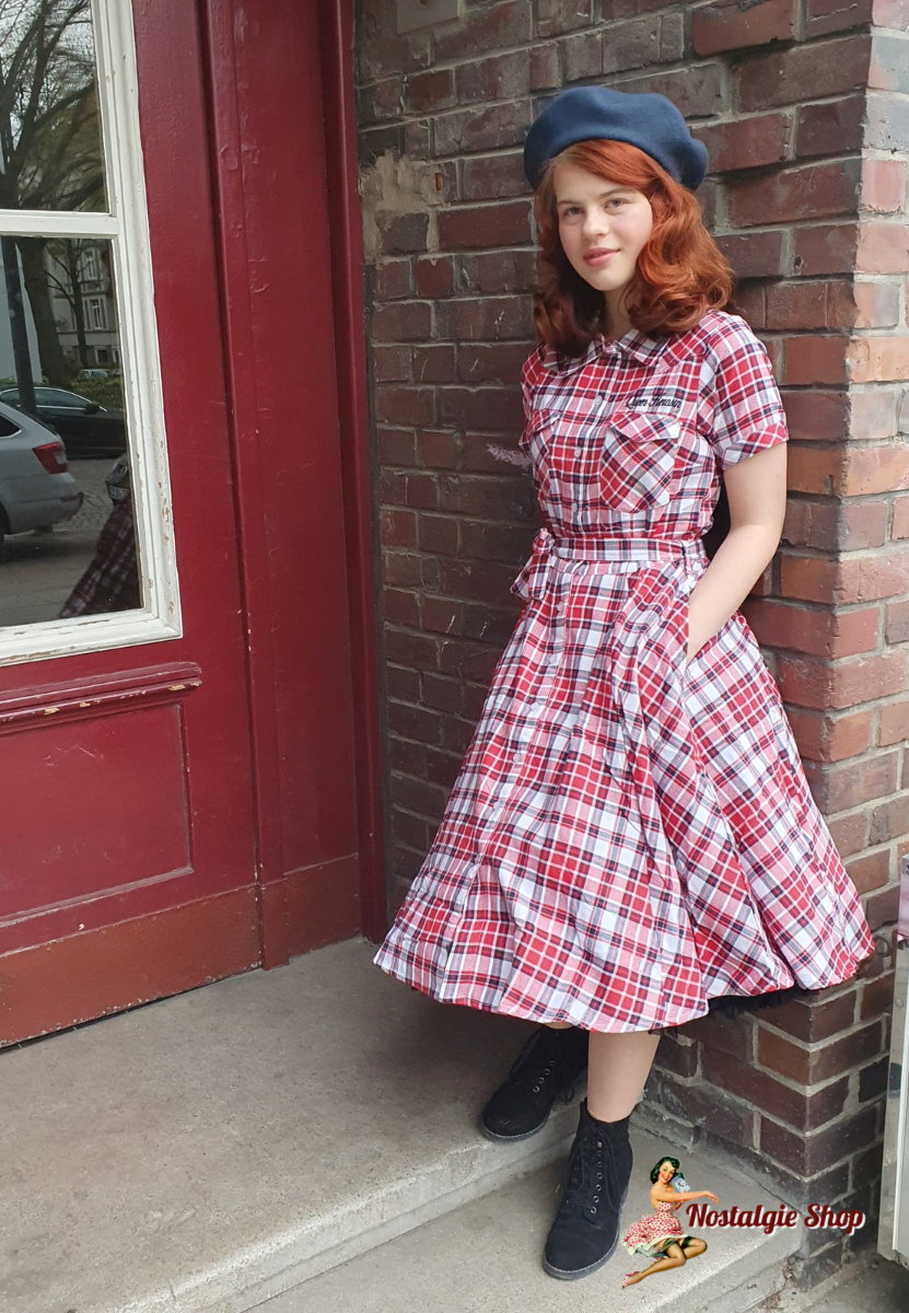 Queen Kerosin - Checked Dress Red & Off White