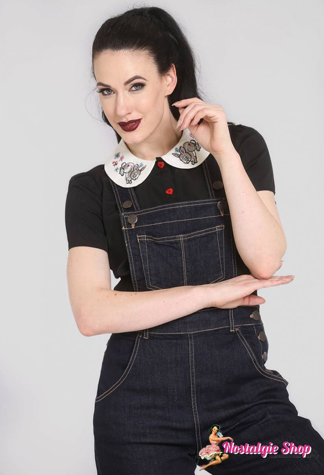 Hell Bunny Elly May Latzhose blau