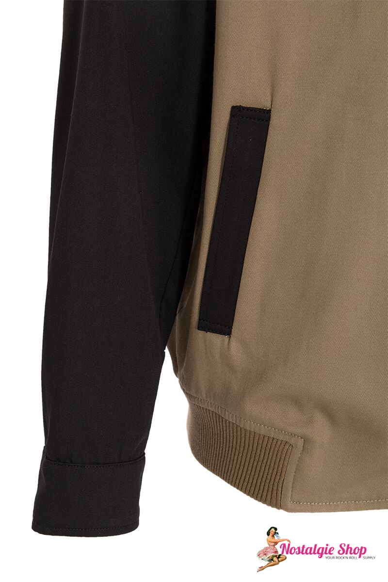 King Kerosin - Speedway two-tone Gabardine Blousonjacke - beige/schwarz