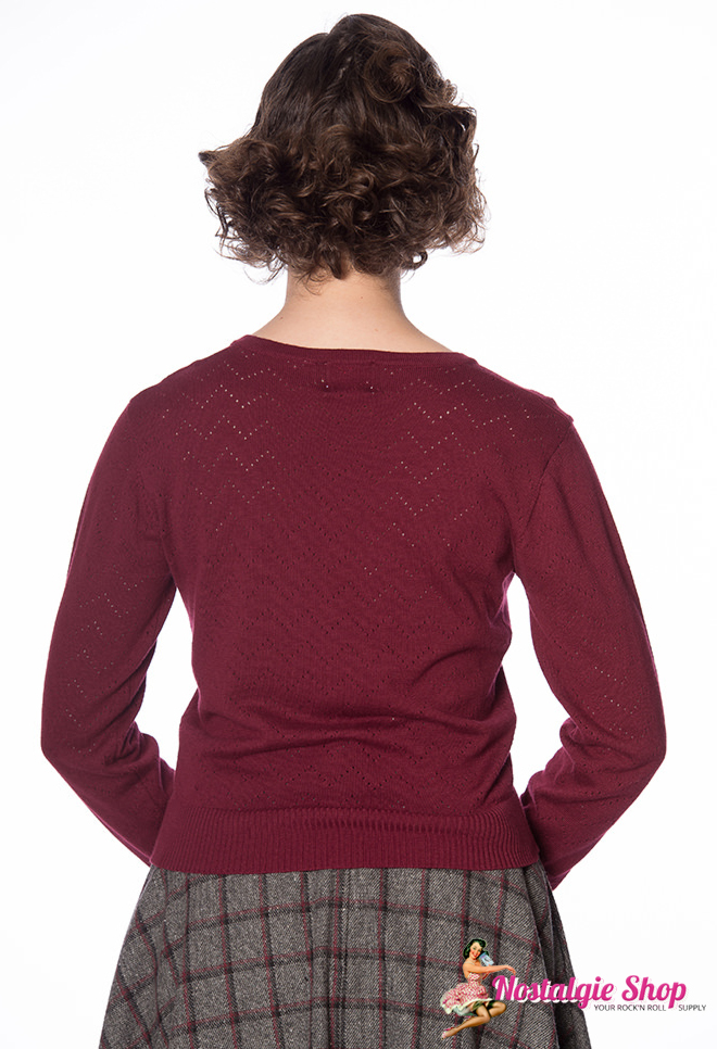 Banned Cardigan Pointelle - bordeaux