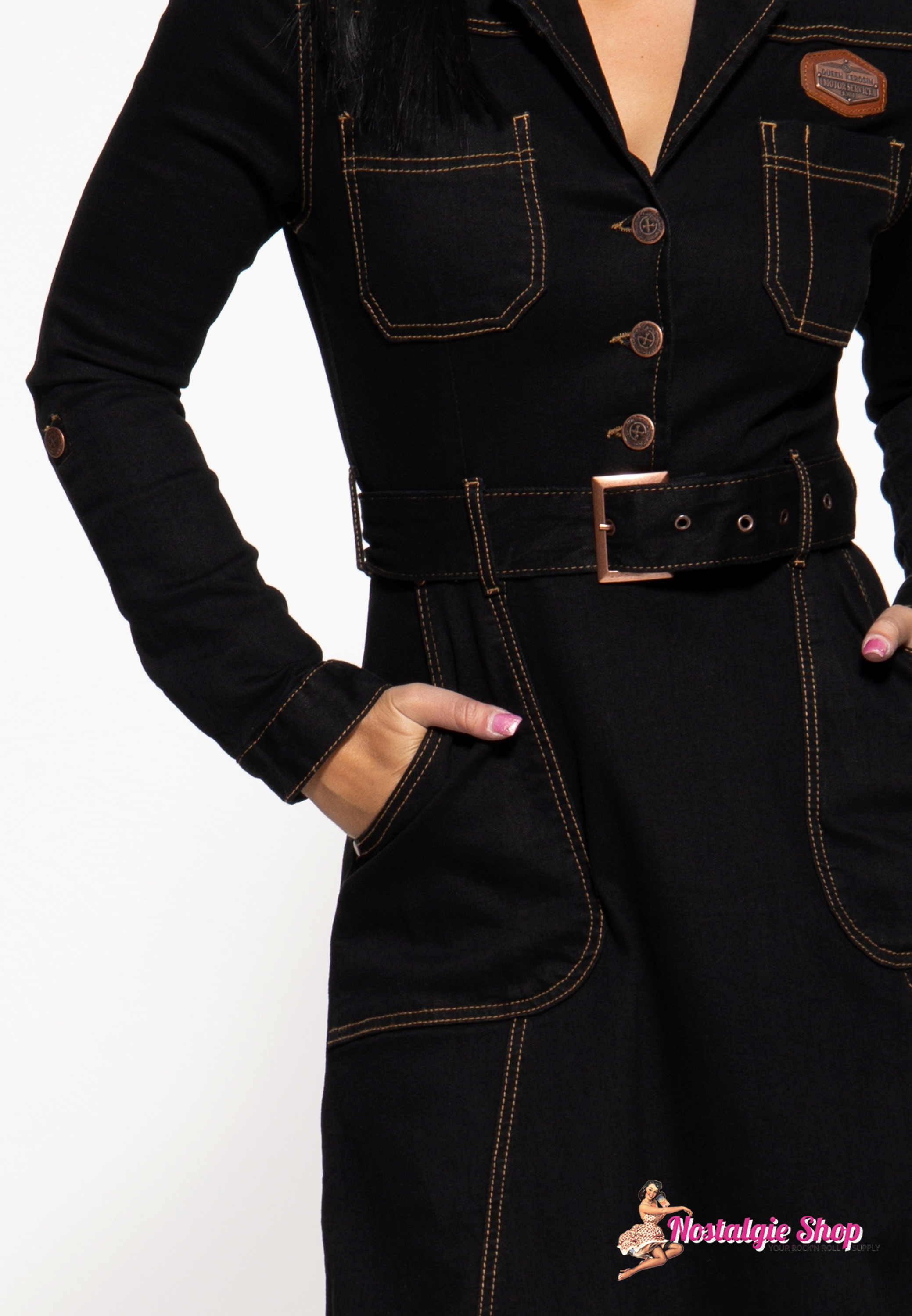 Queen Kerosin - Workwear Denim Swingkleid - Motor Queen Service