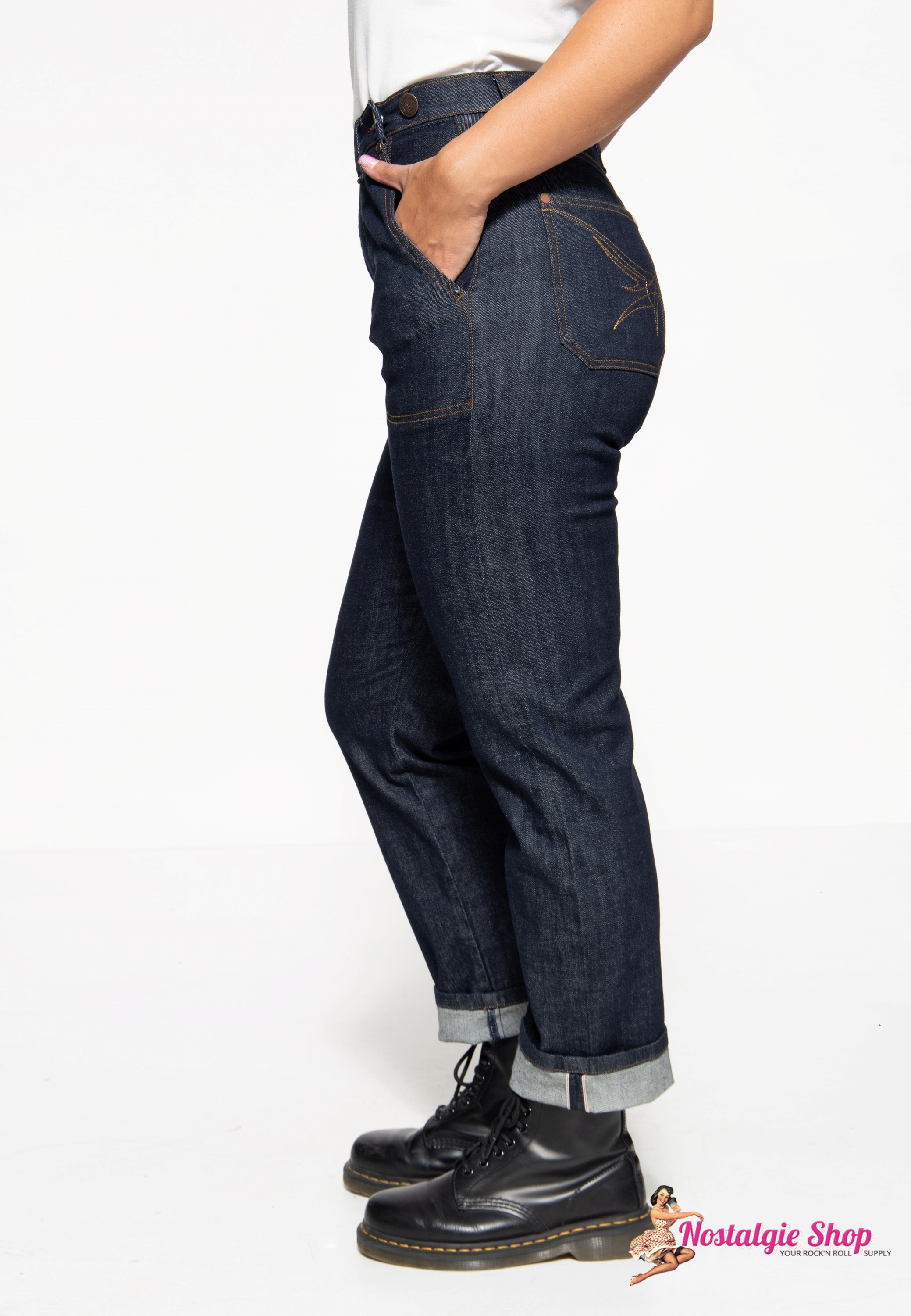 Queen Kerosin  50´s Vintage Jeans Red Selvedge - blue denim