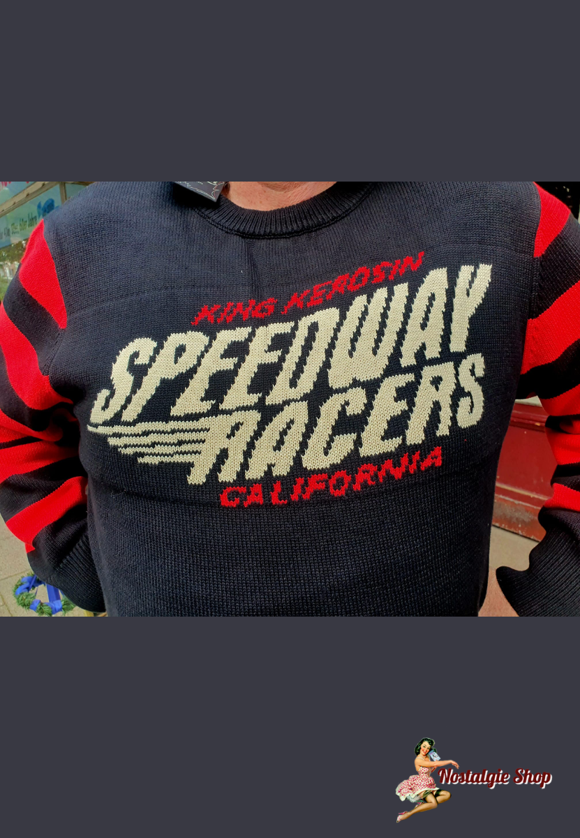King Kerosin - Strickpullover 'Speedway Racers' in Schwarz