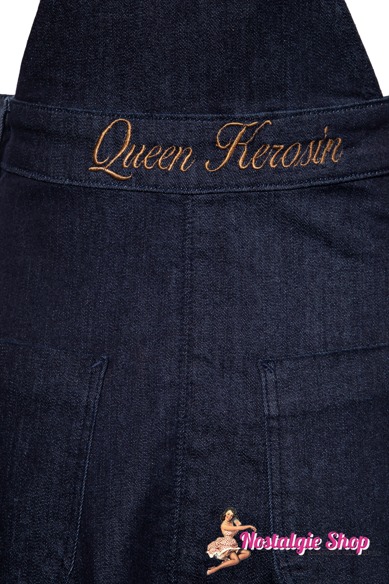 Queen Kerosin - Workwear Denim Latzkleid