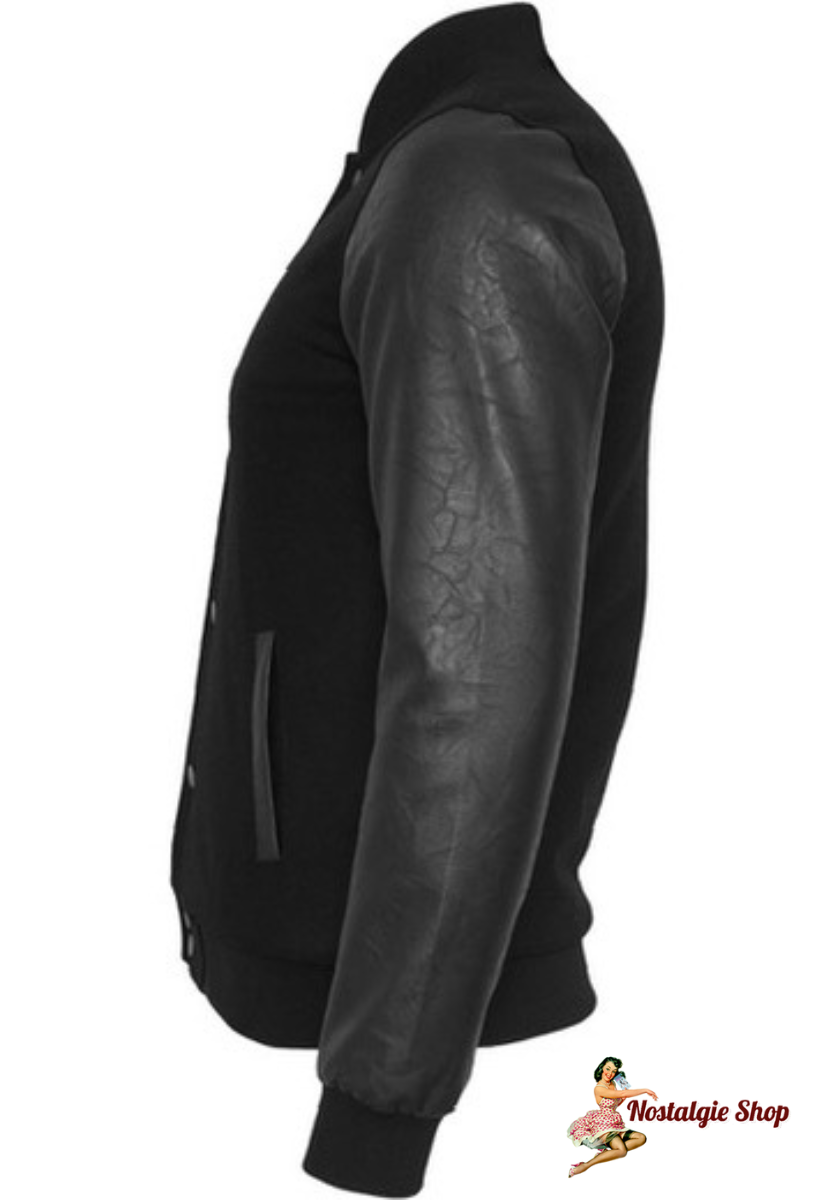 Oldschool College Jacke Black Black,Rockabilly Style