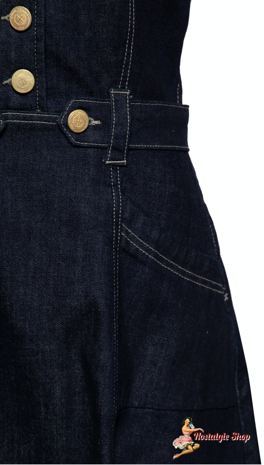 Queen Kerosin - Swingkleid blue Denim Kurzarm