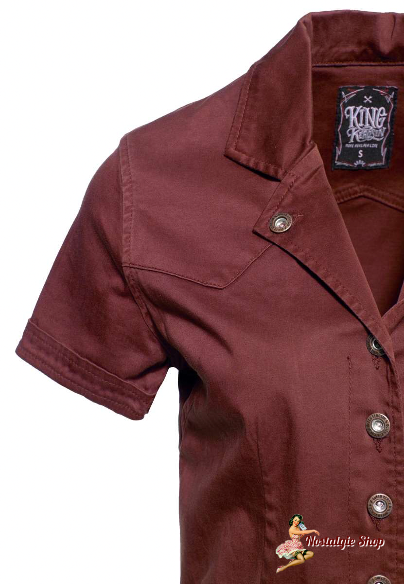 Queen Kerosin  - Swingkleid red Denim Kurzarm