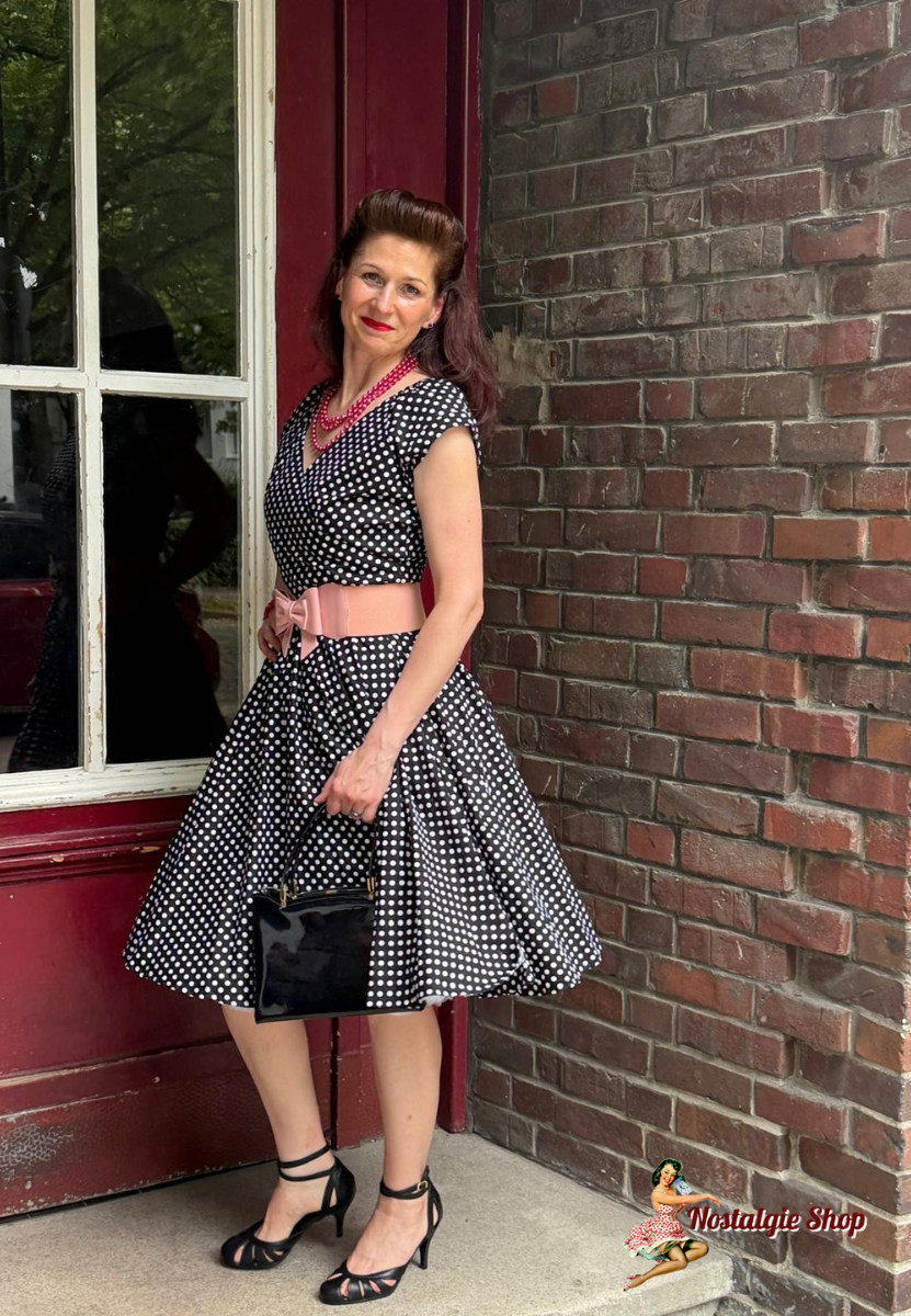 Tiki - Petticoat Kleid schwarz mit weißen Dots