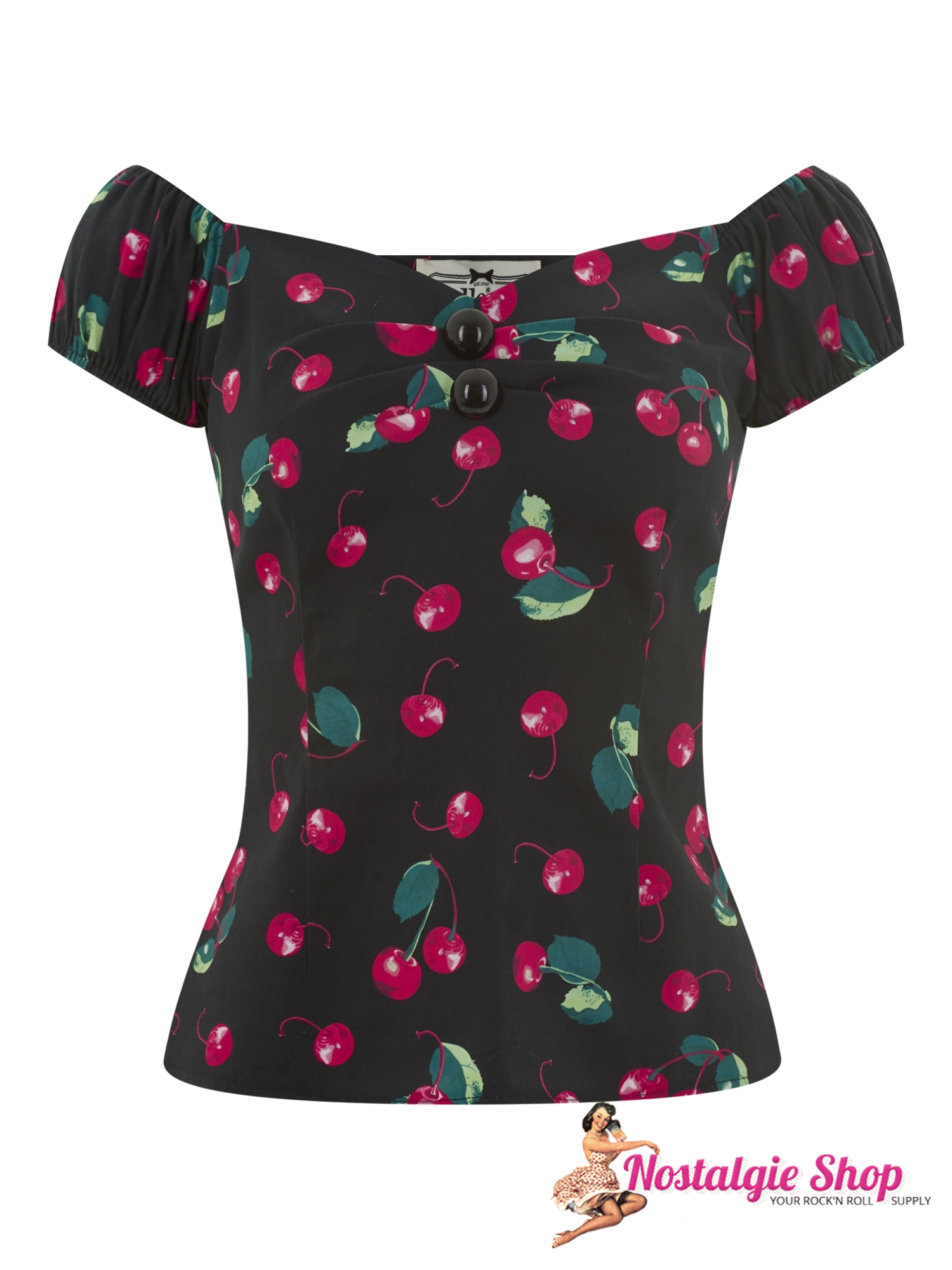 Collectif Dolores Cherry Print Top