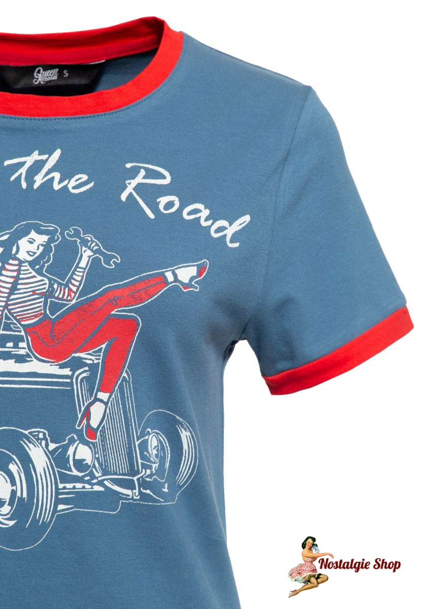 Queen Kerosin - VINTAGE CONTRAST T-SHIRT »QUEEN OF THE ROAD«