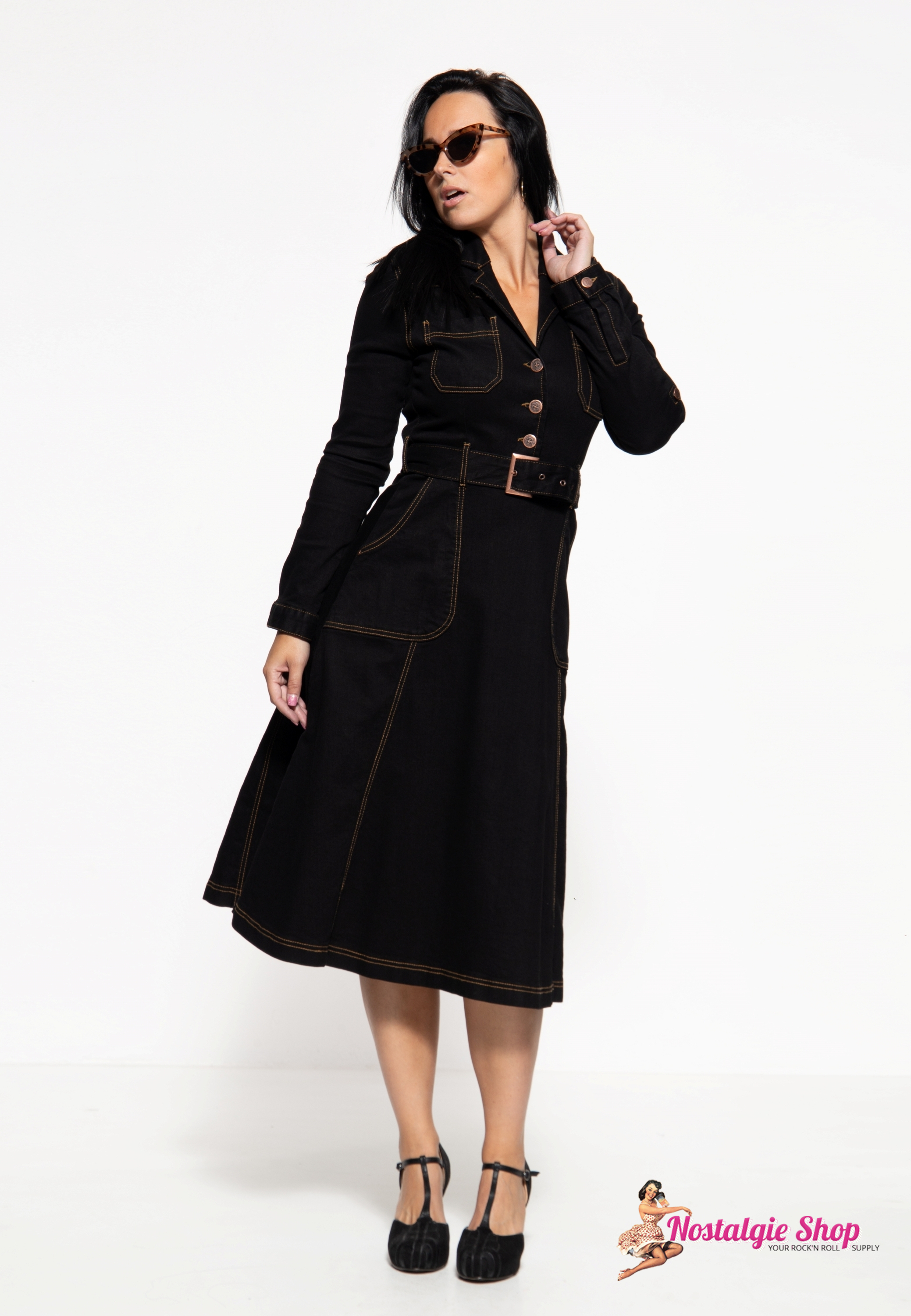 Queen Kerosin - Workwear Denim Swingkleid - Motor Queen Service