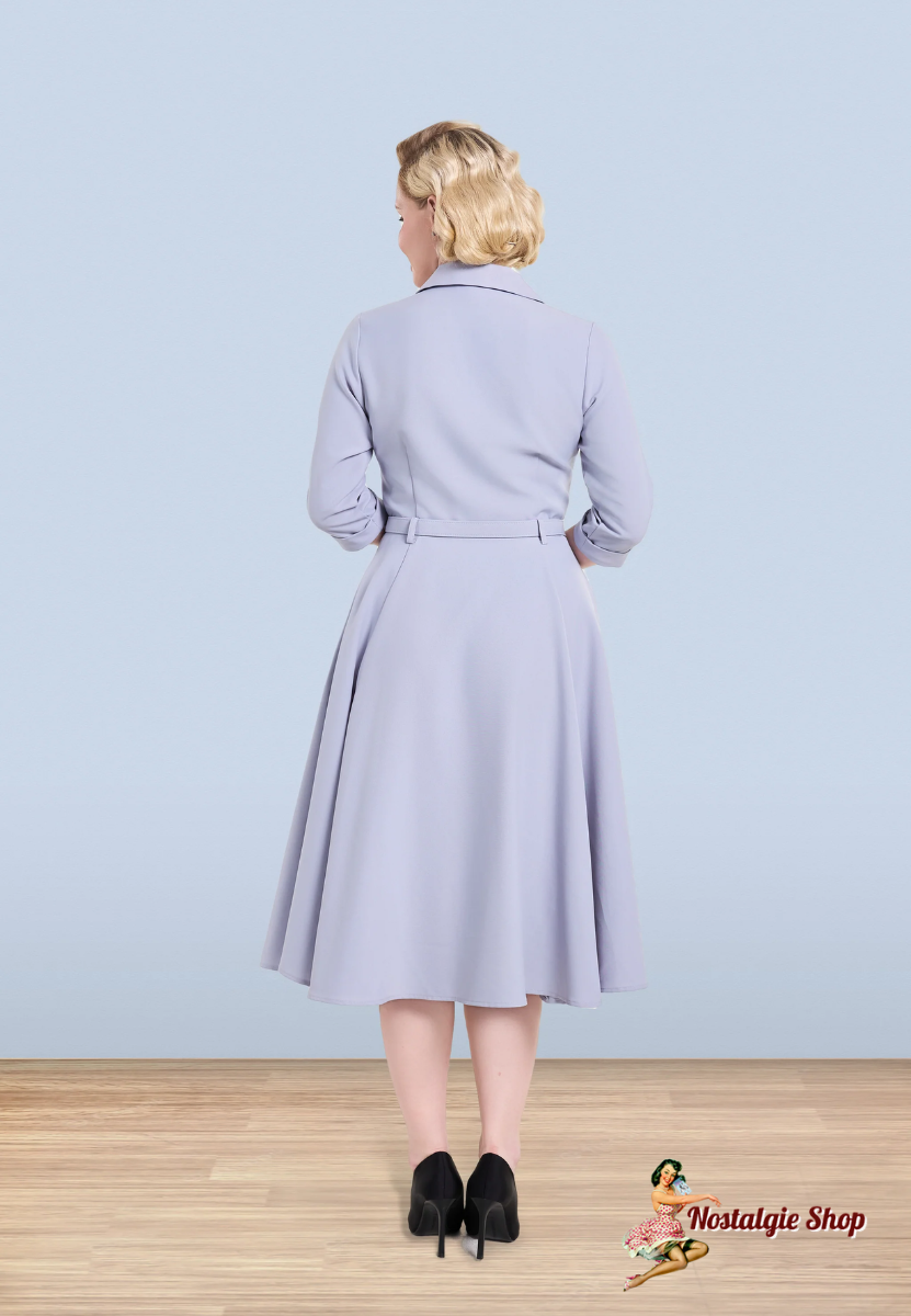 Lindy Bop - Christine Flared Dress Grey 3/4