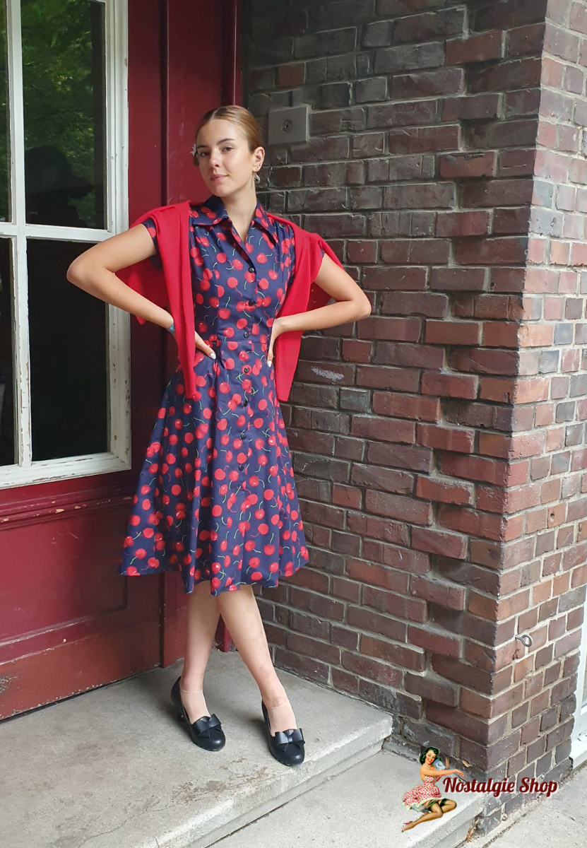 Tiki - Hemdblusenkleid Kirsche Blau