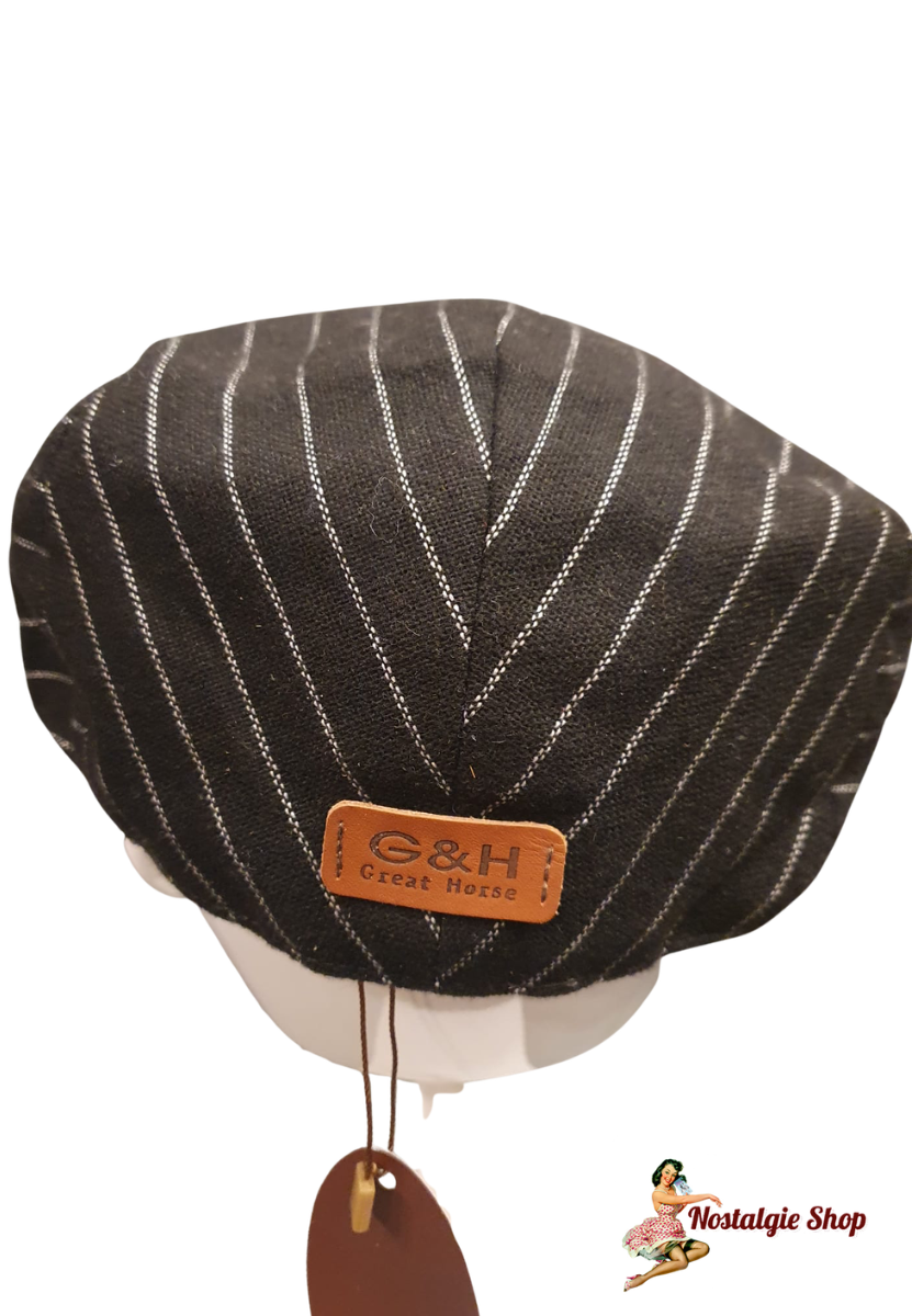 G&H - Pinstripe Flat Cap Black