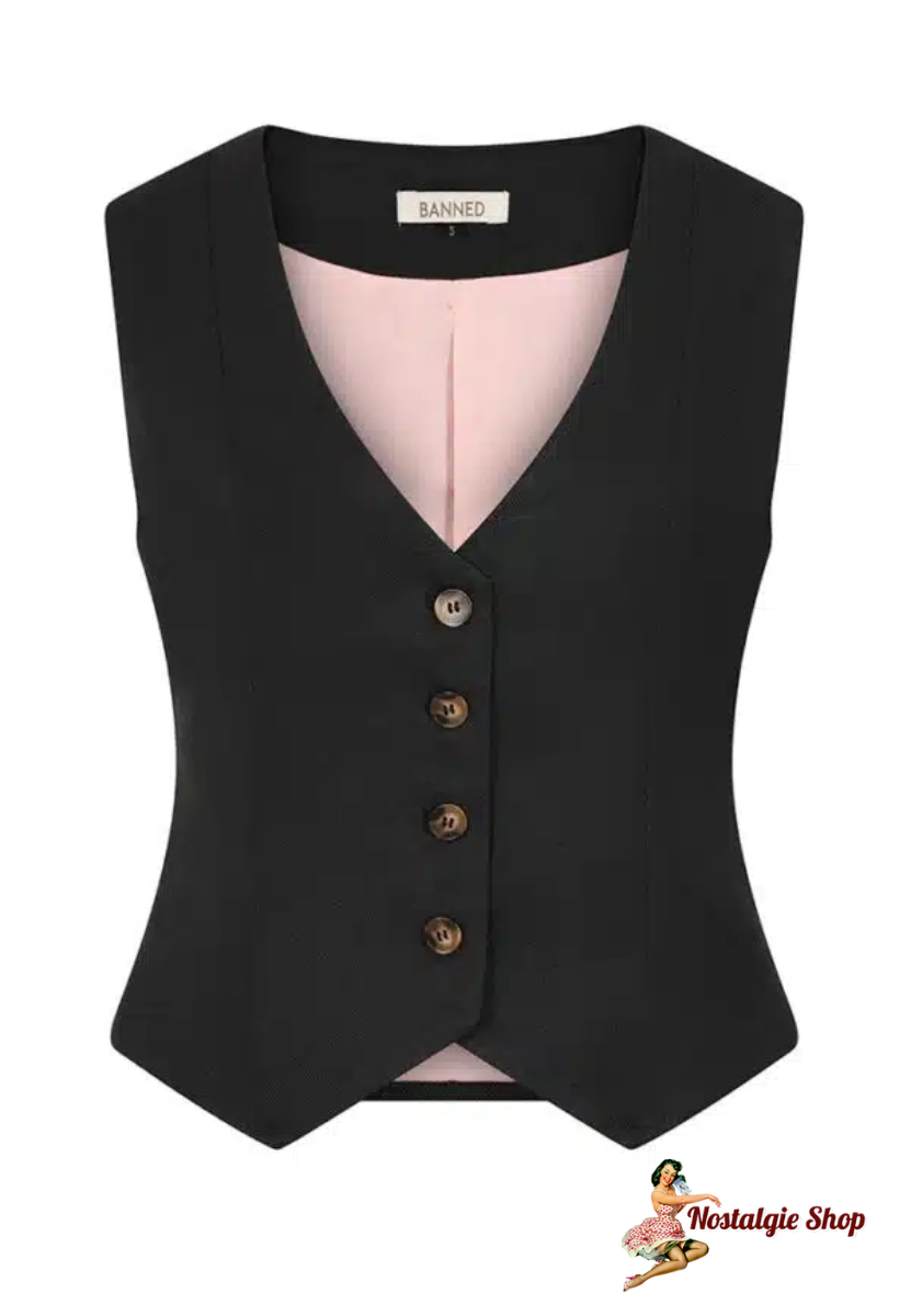 Banned - Selma Weste Schwarz Fitted Vest