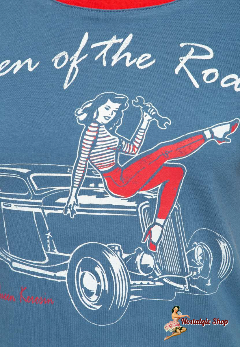 Queen Kerosin - VINTAGE CONTRAST T-SHIRT »QUEEN OF THE ROAD«