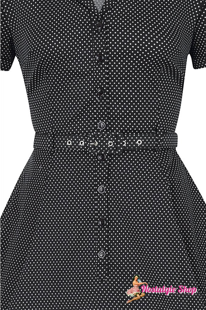 Caterina Mini Polka Dot Swing Kleid von Collectif schwarz