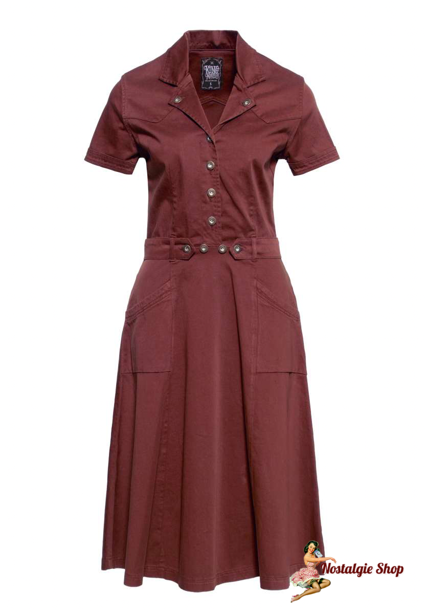 Queen Kerosin  - Swingkleid red Denim Kurzarm