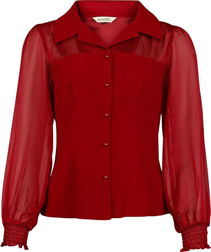 Banned Retro - Bonnie Bluse in weinrot