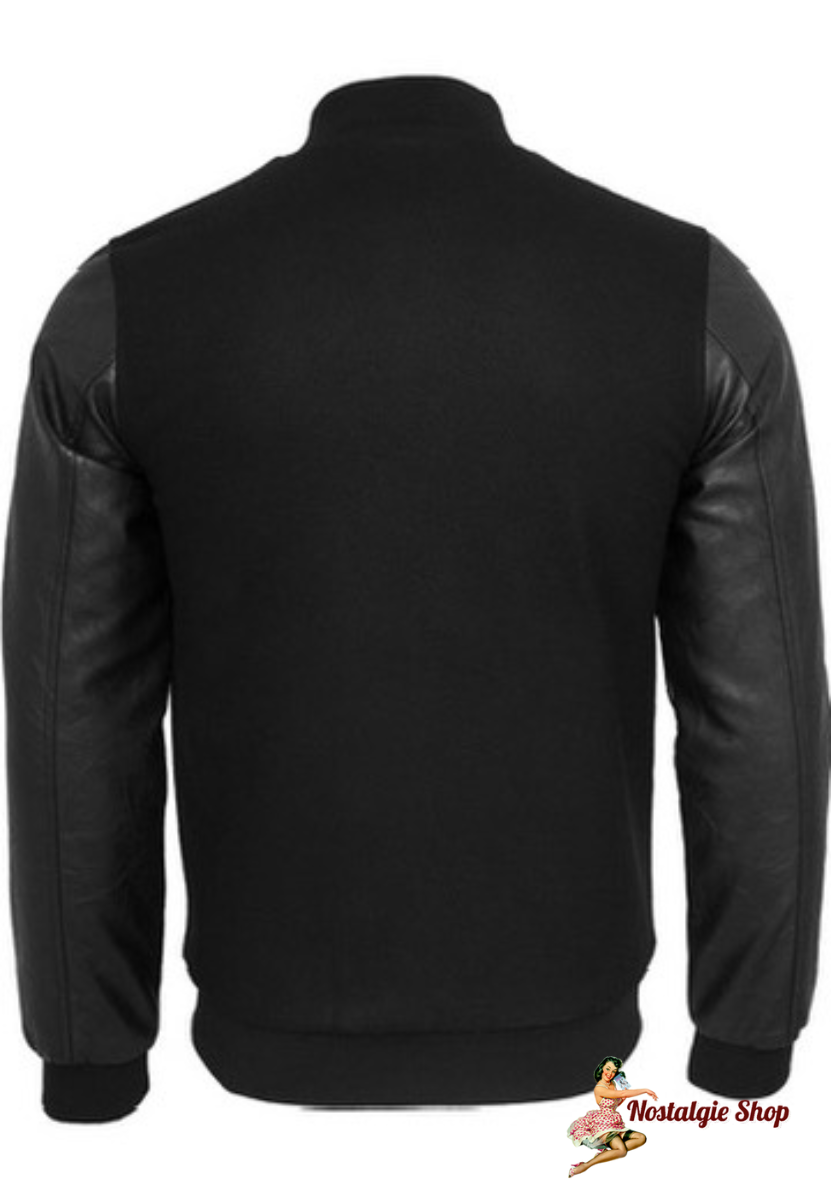 Oldschool College Jacke Black Black,Rockabilly Style