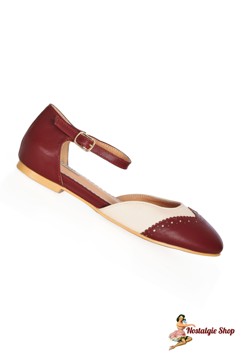 Banned - Bordeaux rote flache Damen Budapester