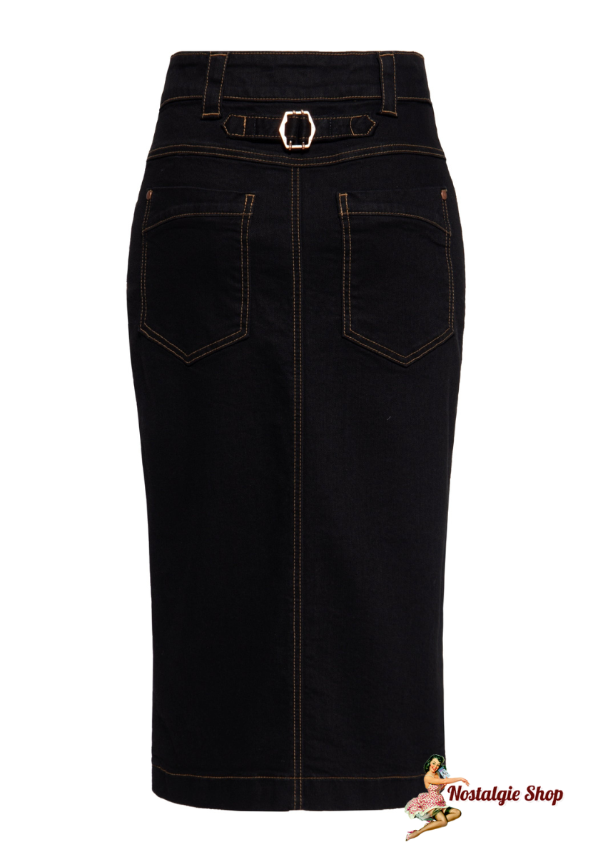 Queen Kerosin - DENIM WORKWEAR PENCIL ROCK Schwarz