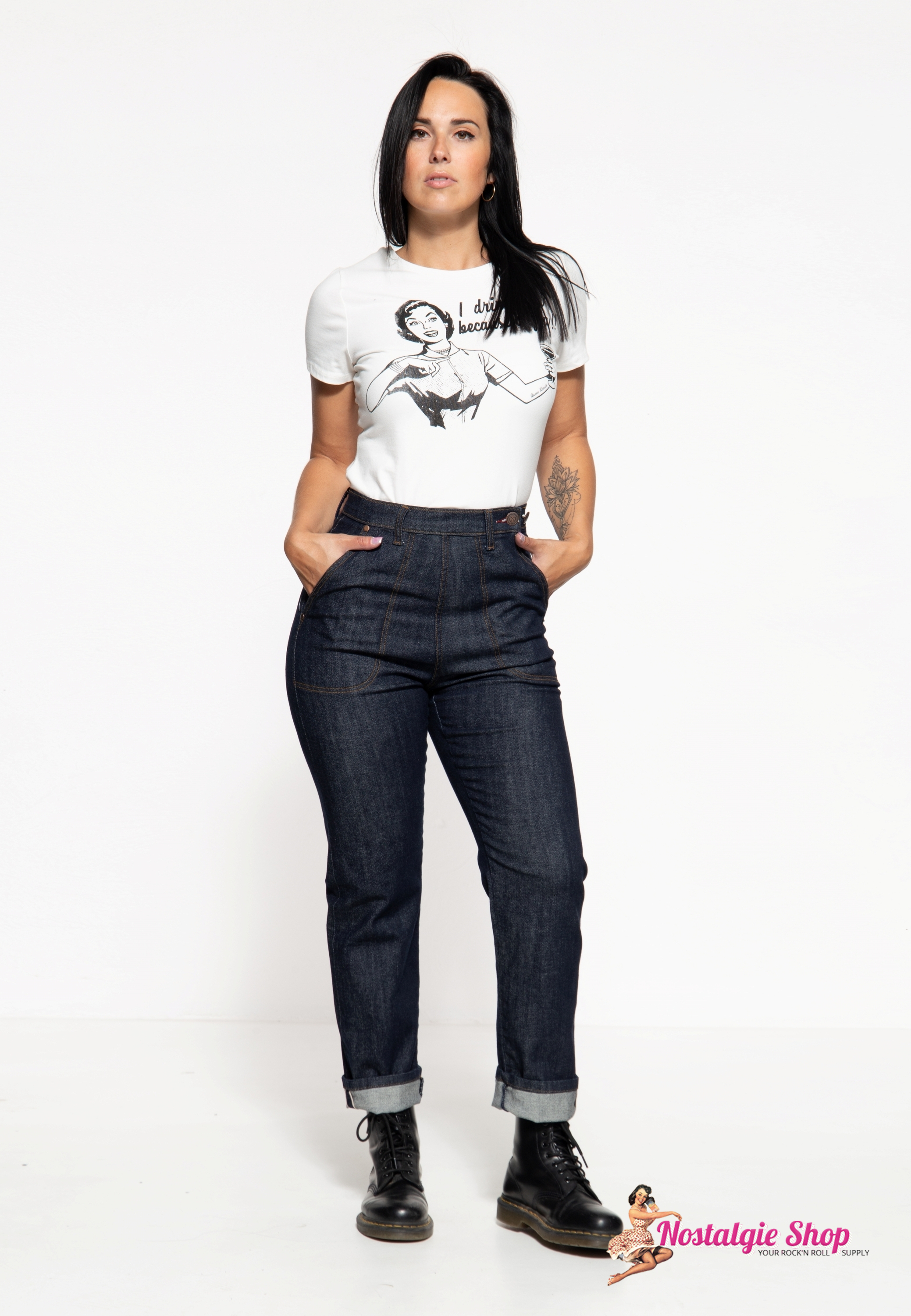 Queen Kerosin  50´s Vintage Jeans Red Selvedge - blue denim