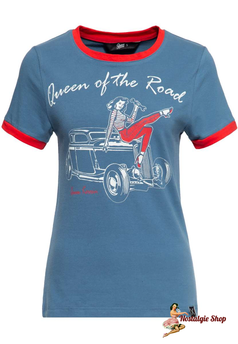 Queen Kerosin - VINTAGE CONTRAST T-SHIRT »QUEEN OF THE ROAD«