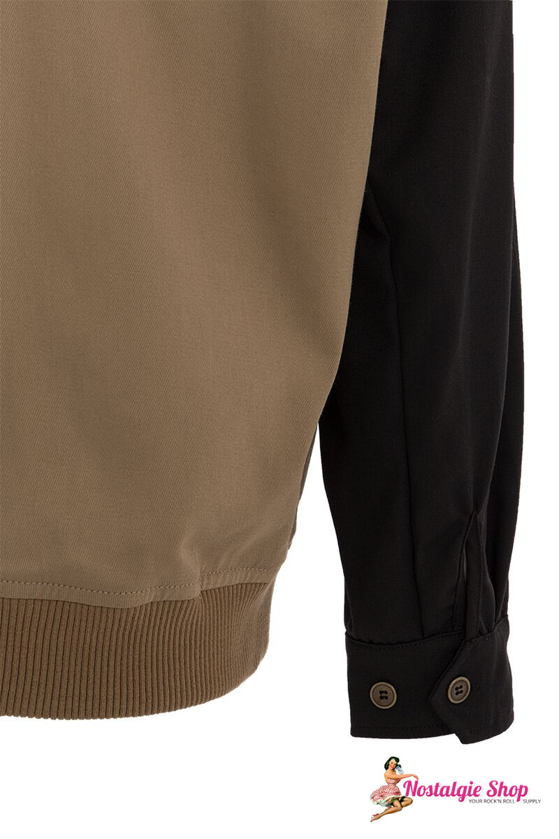 King Kerosin - Speedway two-tone Gabardine Blousonjacke - beige/schwarz