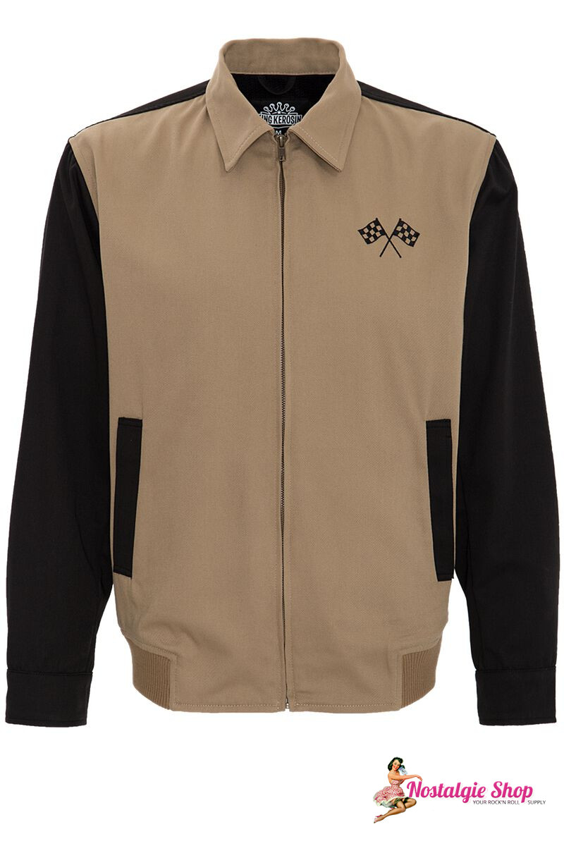 King Kerosin - Speedway two-tone Gabardine Blousonjacke - beige/schwarz