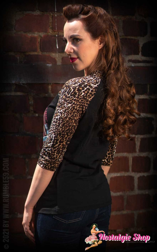 Rumble 59 Ladie´s Raglanshirt mit Leopatch - Hotrod Betty´s Handtools