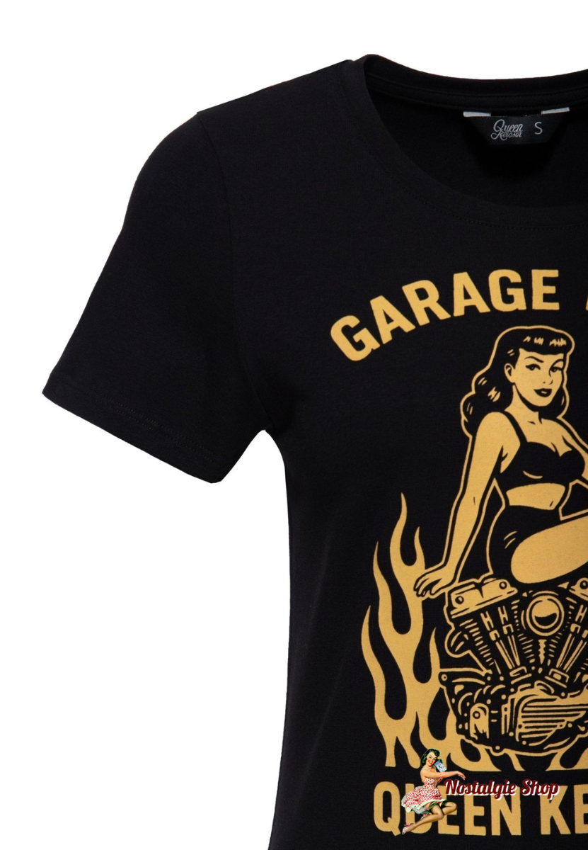 Queen Kerosin - T-Shirt 'Garage Built' in Schwarz