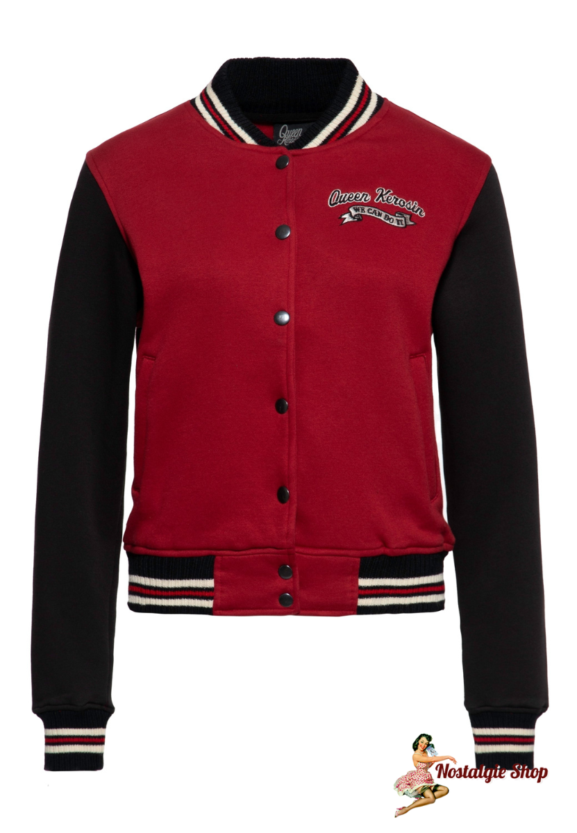 Queen Kerosin - Damen College Sweat Jacke "We Can Do It" Red